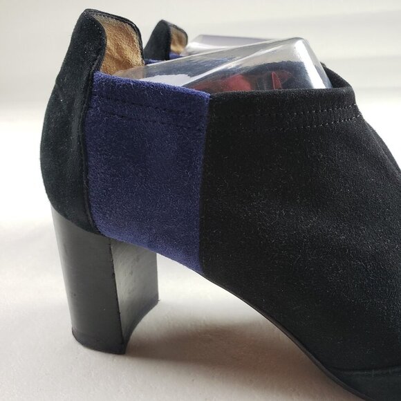Aquatalia Vale Stretch Ankle Boot Womens 7.5 Black Suede Heeled Pull On Italy - Picture 8 of 15
